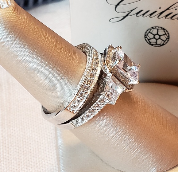 Guiliana 925 Sterling CZ Wedding Ring Set Size 7 - Picture 4 of 7